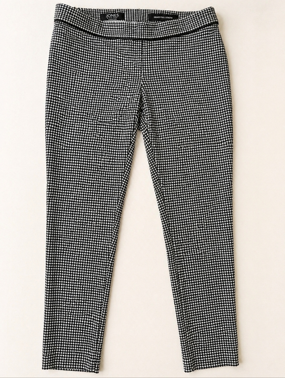 Jones New York Signature Houndstooth Pants Size 6 Black White Slim Office Work